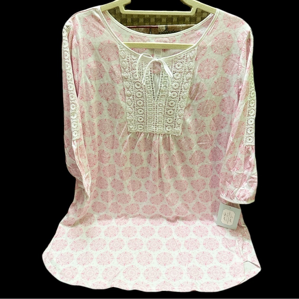 CAROLE HOCHMAN Pink Lace Detail Women's Dress size M
